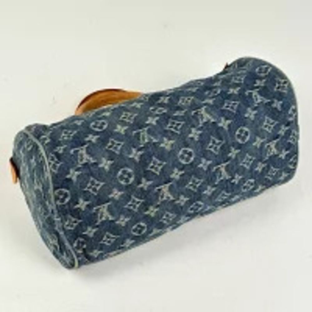 Louis Vuitton Monogram Denim Neo Boston Bag Handbag Blue Speedy
